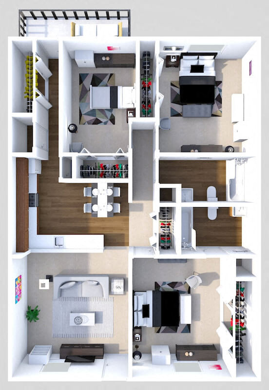 3 Bedroom 2 Bath floor plan